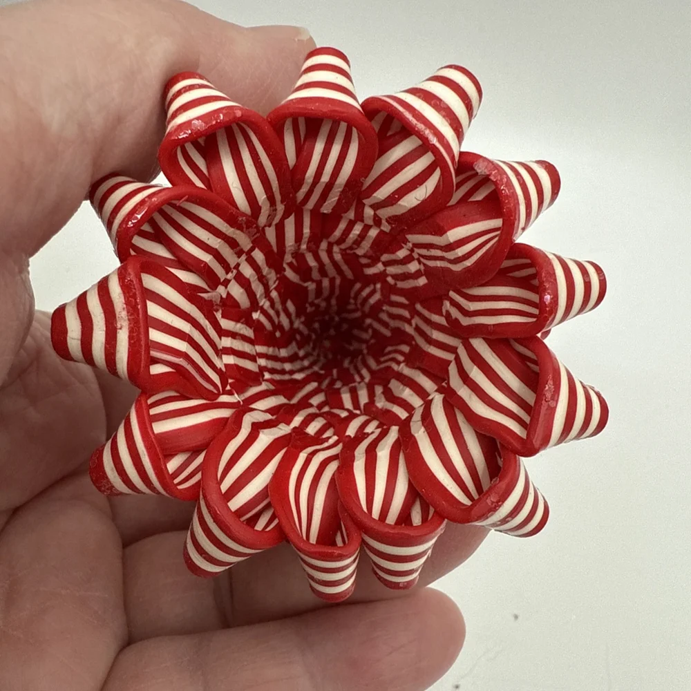 Peppermint Ribbon Swirl Candy Cane Christmas Tree Ornament Sparkly Glitter 4.5